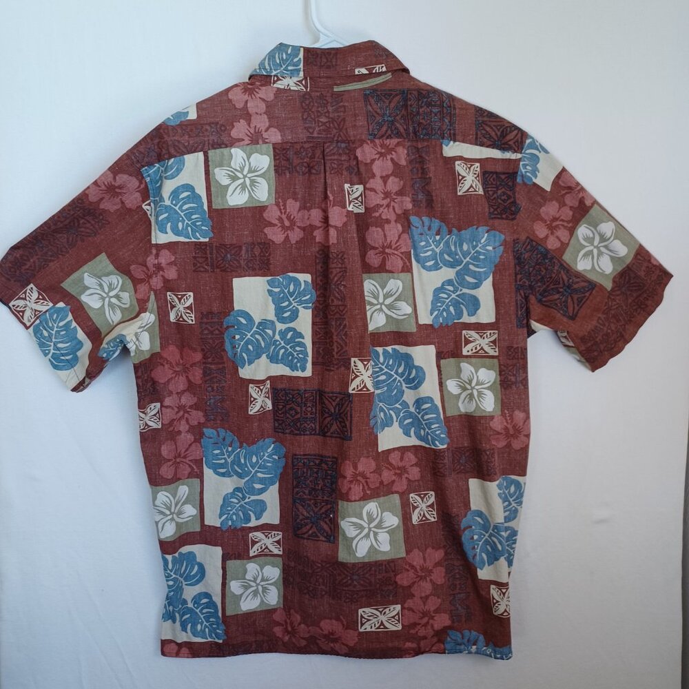 Hilo Hattie Shirt Hawaiian Original Vintage Rust Reverse Floral Print Mens Large - Picture 3 of 10